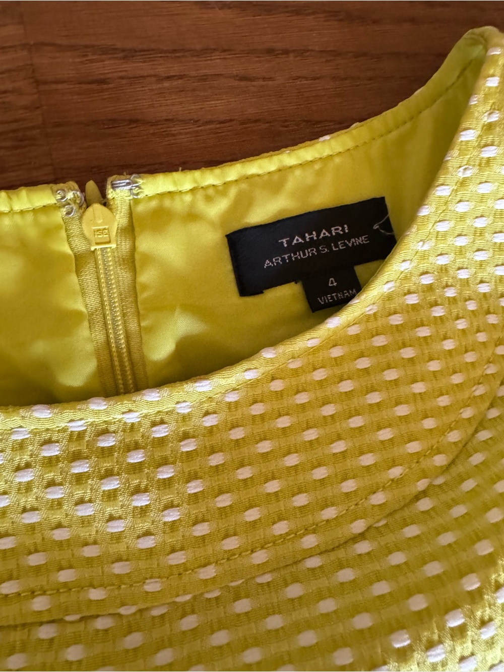 Tahari Yellow Textured Sleeveless Sheath Dress - Picture 3 of 8